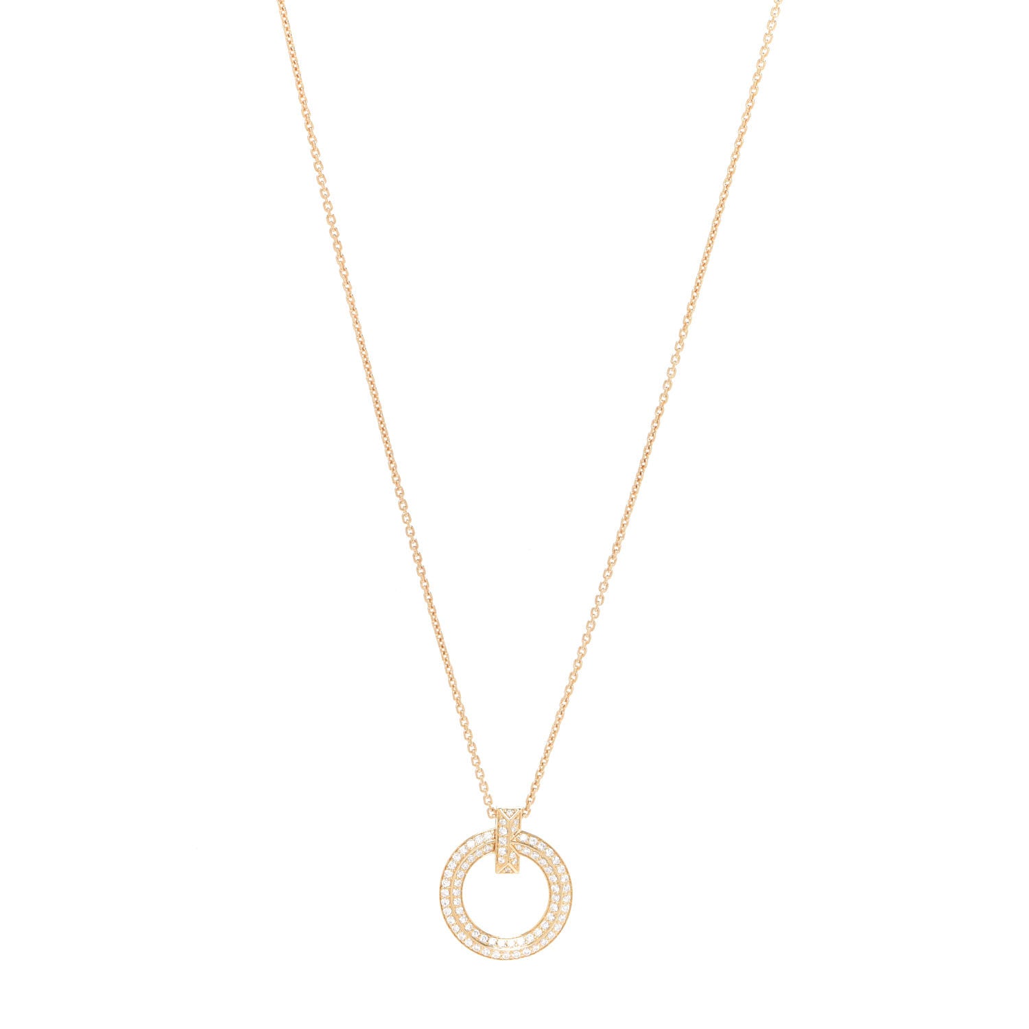 Tiffany 18K Yellow Gold Diamond T T1 Circle Pendant Necklace 1 of 5