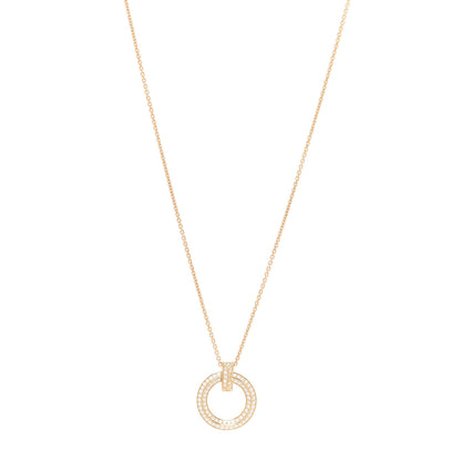 Tiffany 18K Yellow Gold Diamond T T1 Circle Pendant Necklace 1 of 5