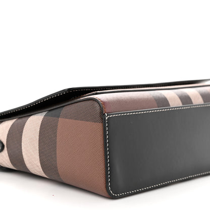 Burberry Calfskin Giant Check E-Canvas Note Crossbody Bag Dark Birch Brown 8 of 10
