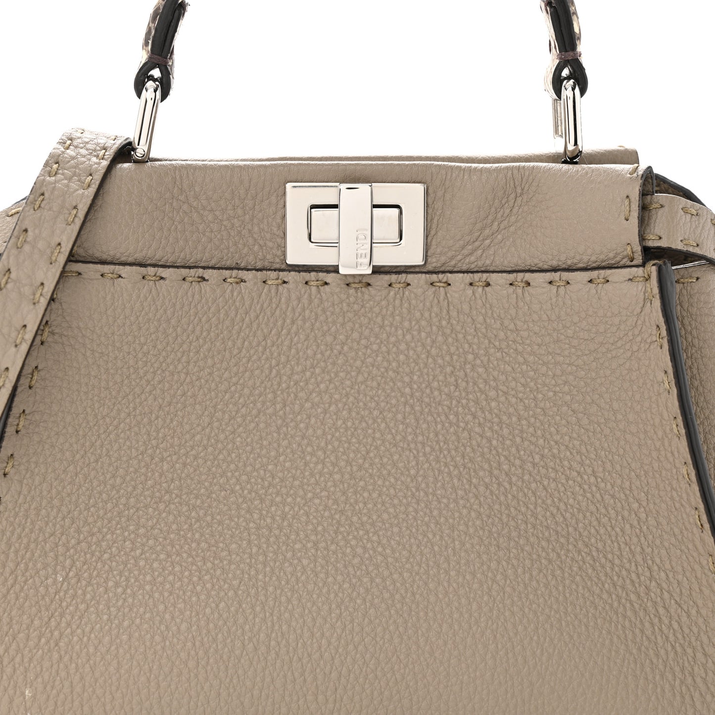Cuoio Romano Snakeskin Selleria Mini Peekaboo Iconic Satchel Corda White