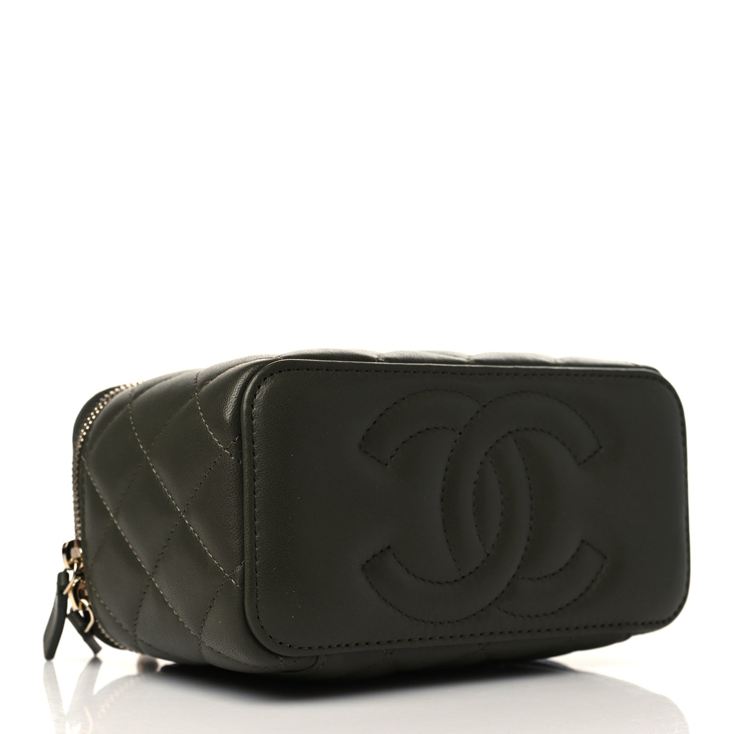 Lambskin Quilted Pick Me Up Vanity Case Khaki