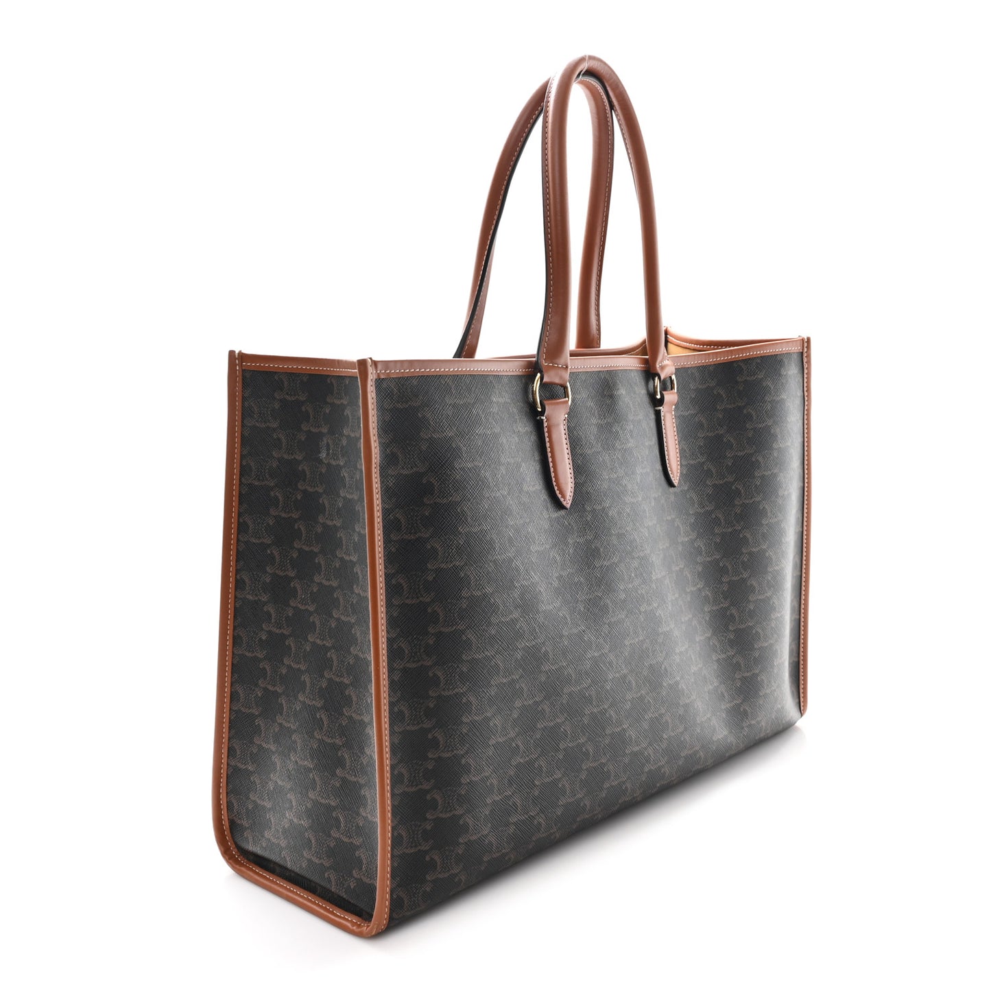 Triomphe Canvas Calfskin Horizontal Cabas Tan