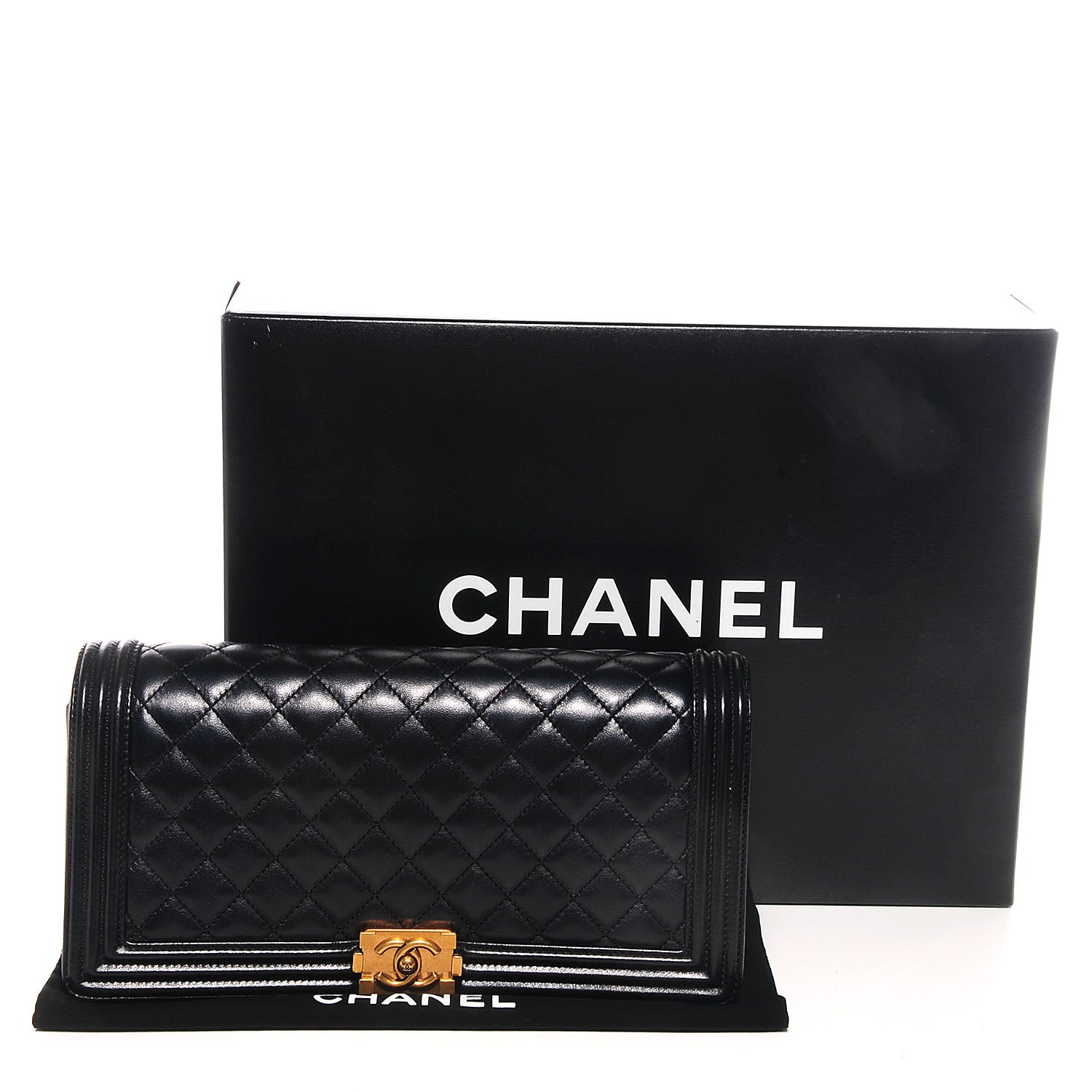 Chanel Lambskin Quilted Boy Flap Clutch Black 5 of 8