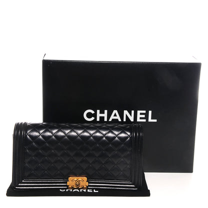 Chanel Lambskin Quilted Boy Flap Clutch Black 5 of 8