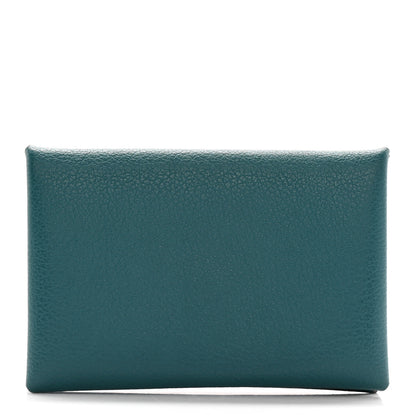 Hermes Chevre Mysore Calvi Card Case Vert Bosphore 1 of 10
