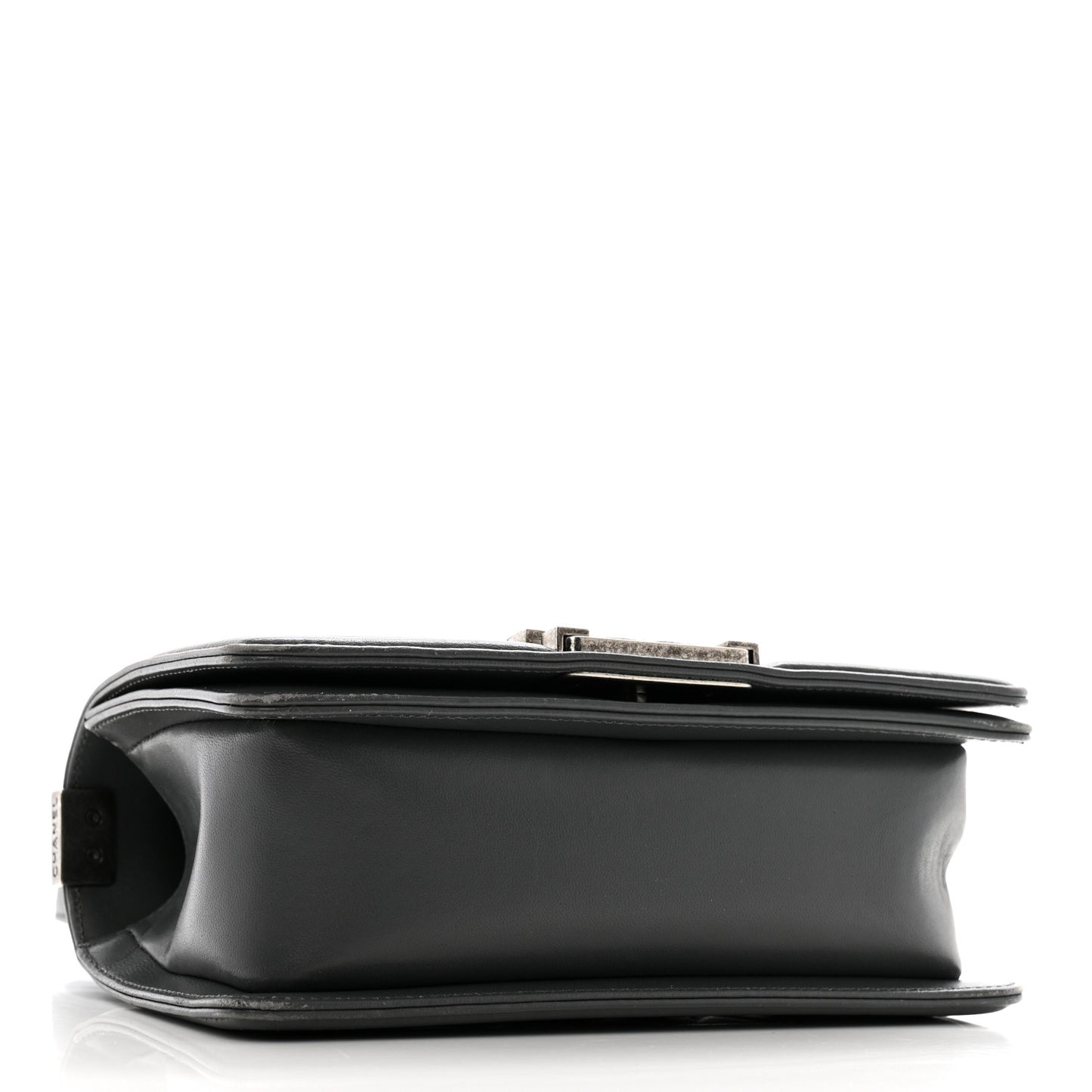 Calfskin Quilted Small Boy Flap Dark Grey