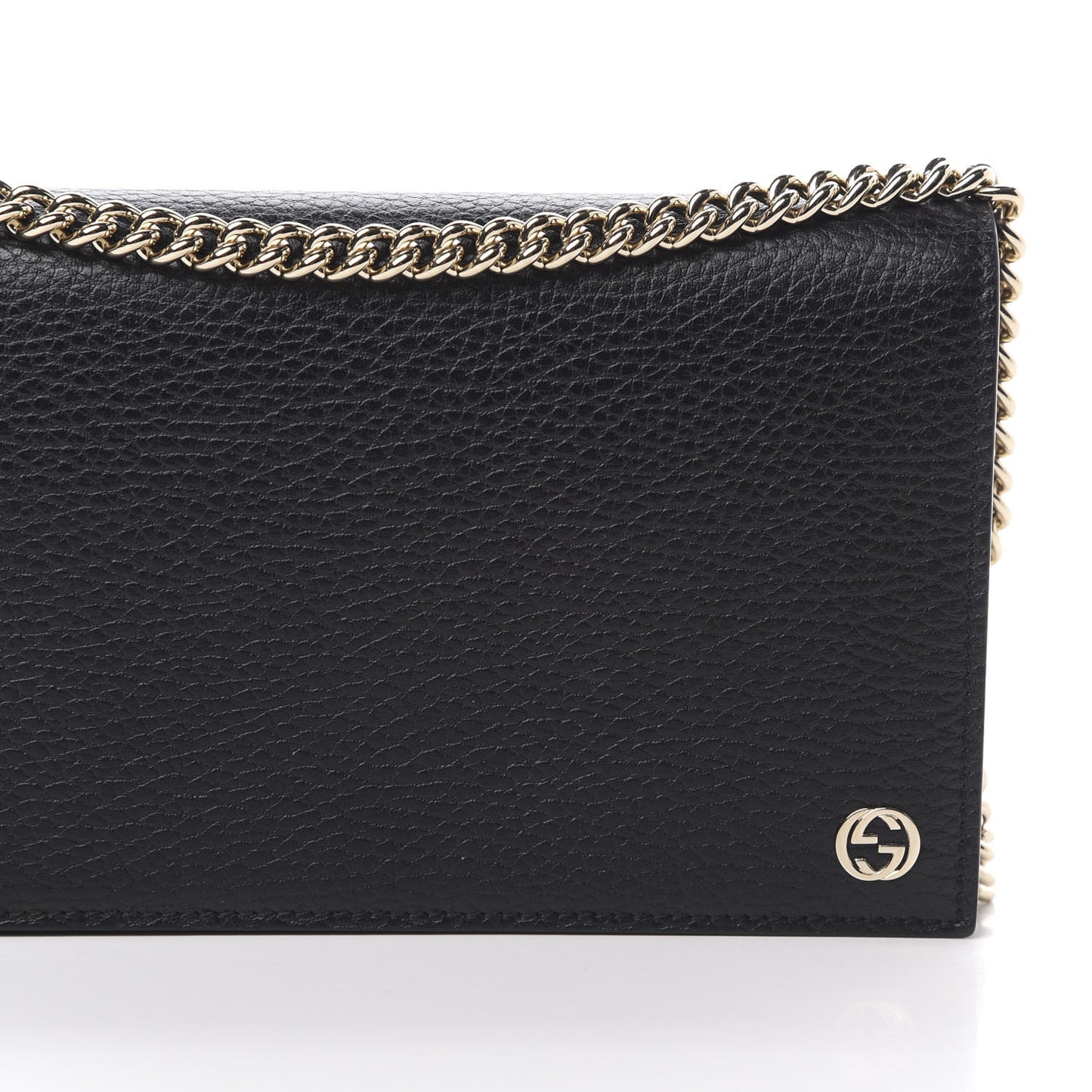 Dollar Calfskin Medium Betty Chain Wallet Black