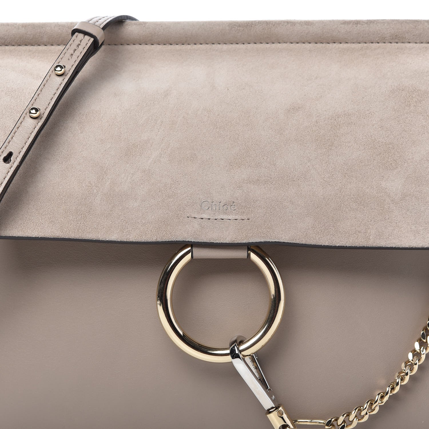 Chloe Calfskin Suede Medium Faye Shoulder Bag Motty Grey 9 of 9