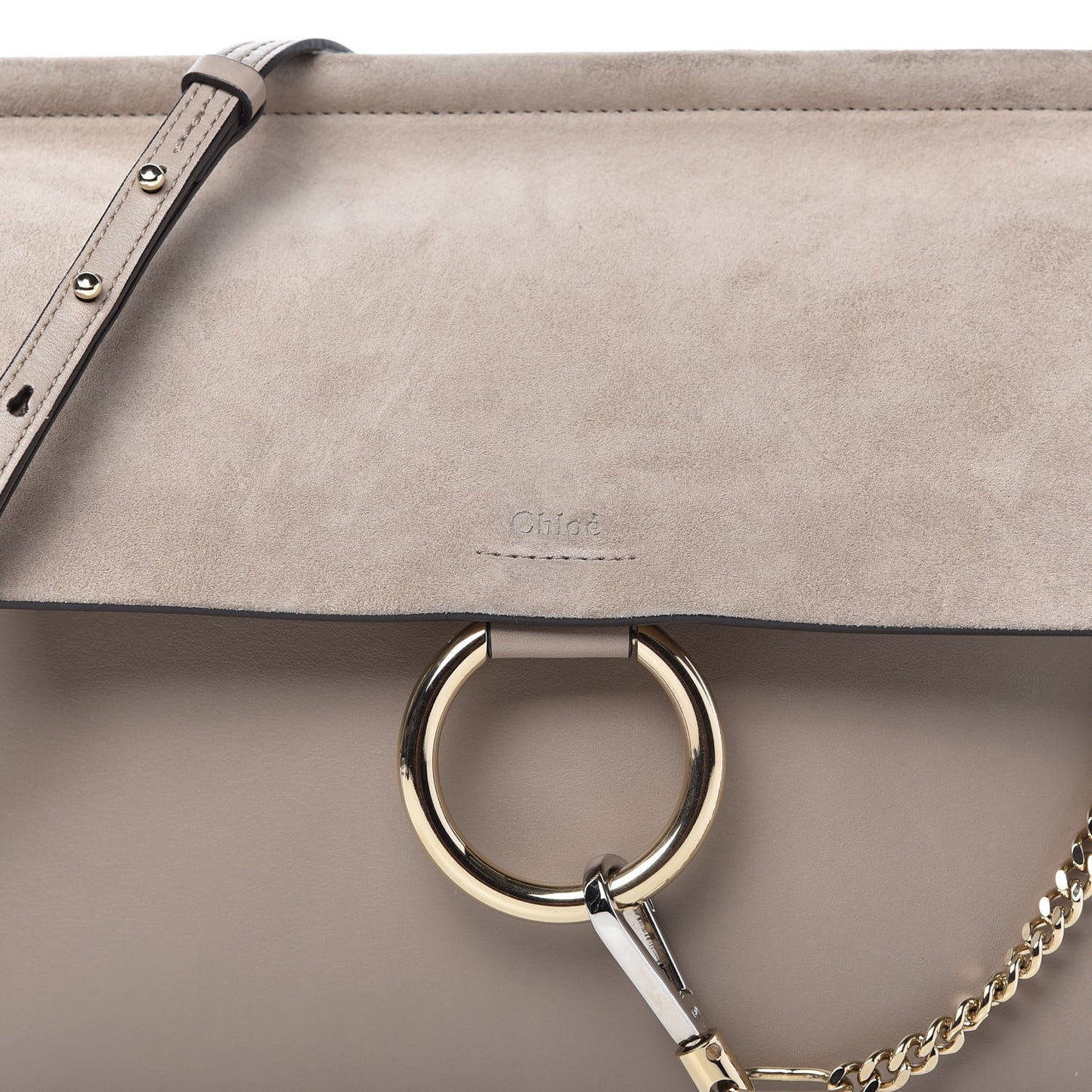 Calfskin Suede Medium Faye Shoulder Bag Motty Grey