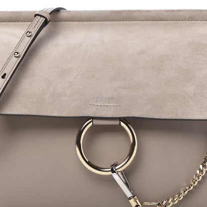 Chloe Calfskin Suede Medium Faye Shoulder Bag Motty Grey 10 of 11