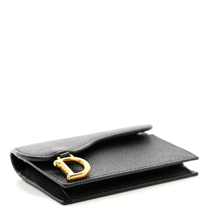 Christian Dior Grained Calfskin Saddle Card Holder Black 4 of 7