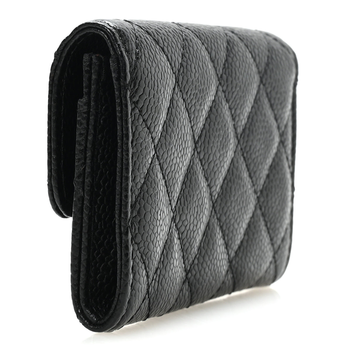 Caviar Quilted Flap Card Holder Black
