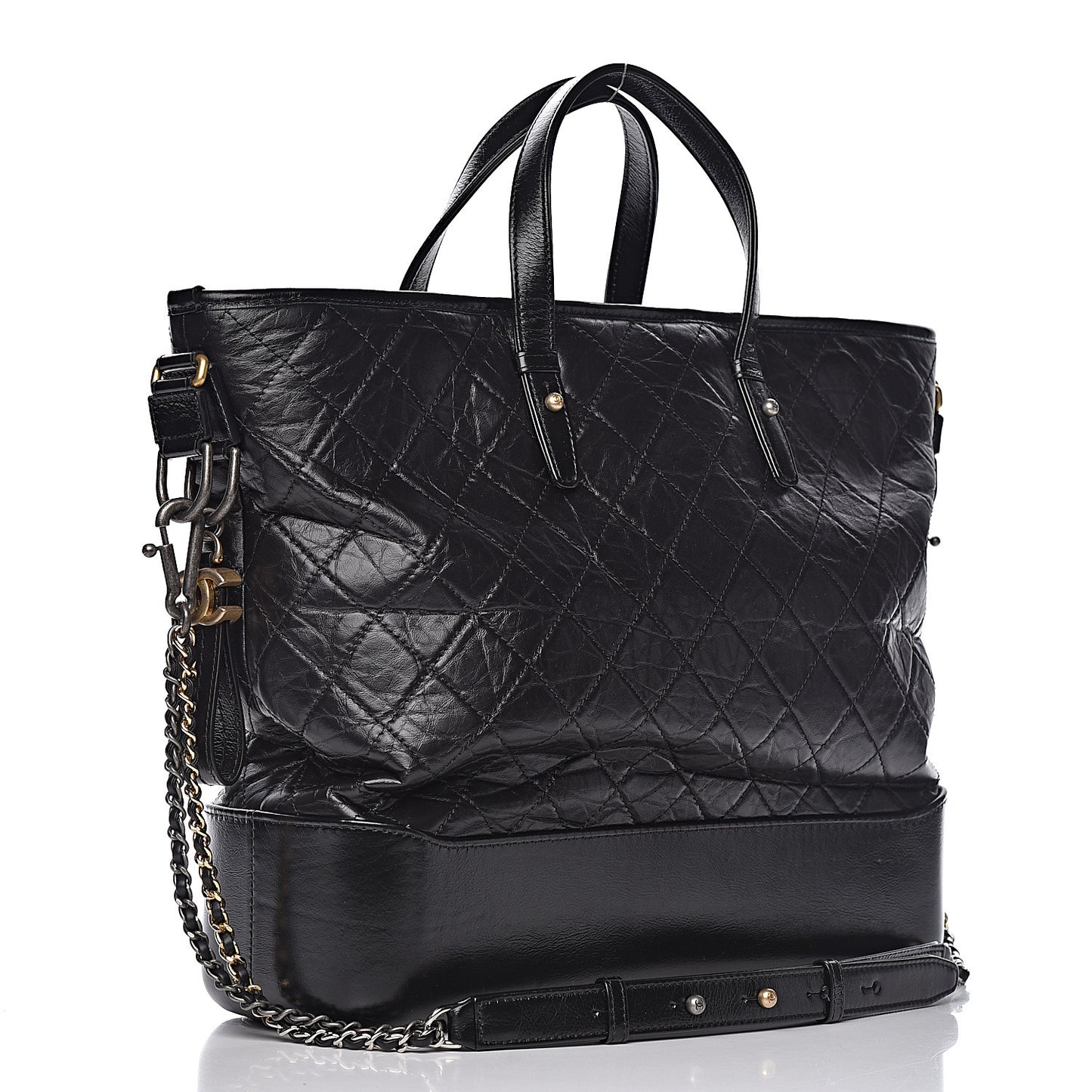 Calfskin Quilted Large Gabrielle Shopping Tote Black