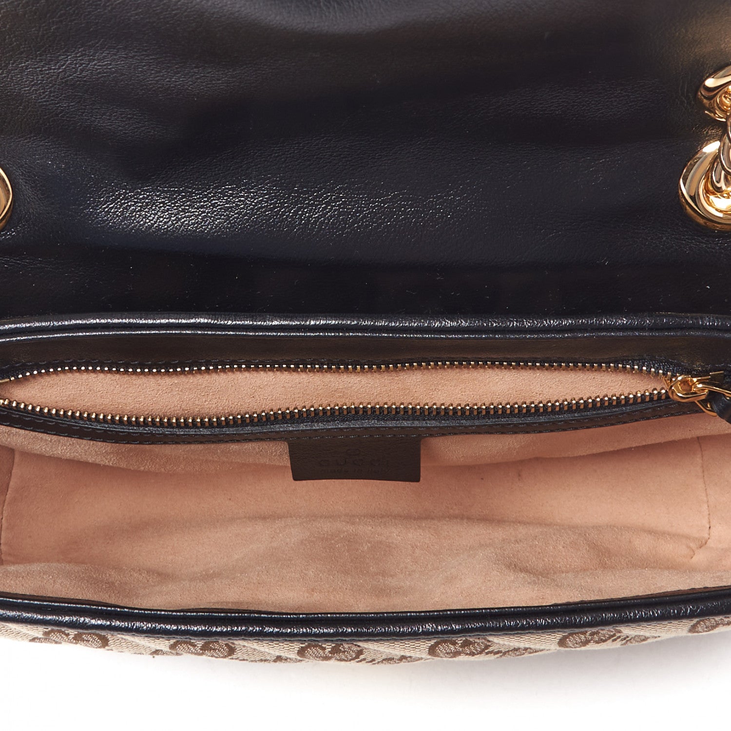 Gucci Monogram Matelasse Diagonal Small GG Marmont Shoulder Bag Beige Black 6 of 8
