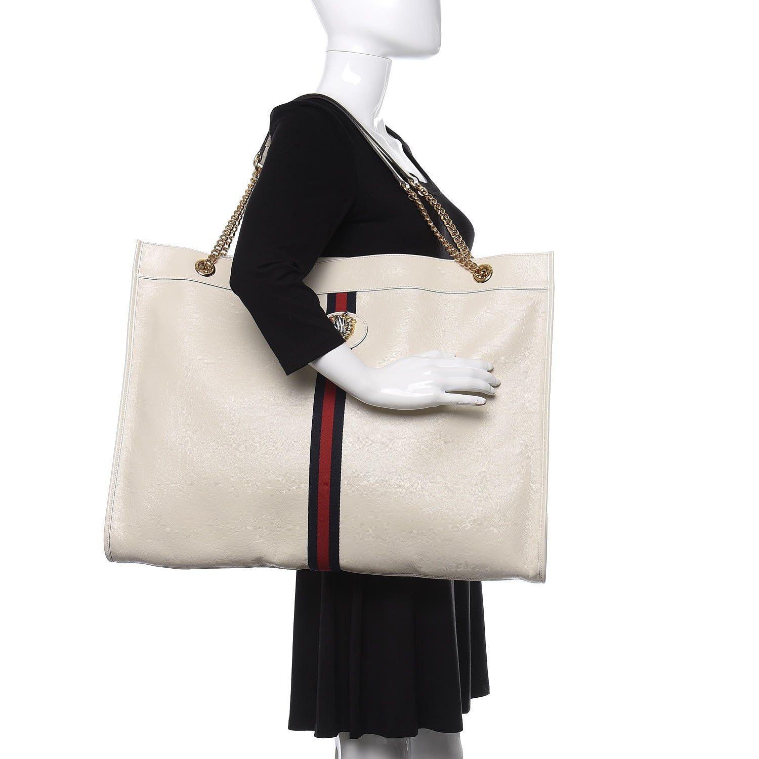 Gucci Calfskin Maxi Rajah Chain Tote White 2 of 11