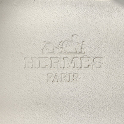 Hermes Goatskin Elda Espadrille Wedge Sandals 39 White 6 of 9