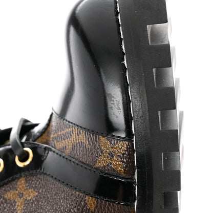 Louis Vuitton Patent Calfskin Monogram Star Trail Ankle Boots 38 Black 9 of 9