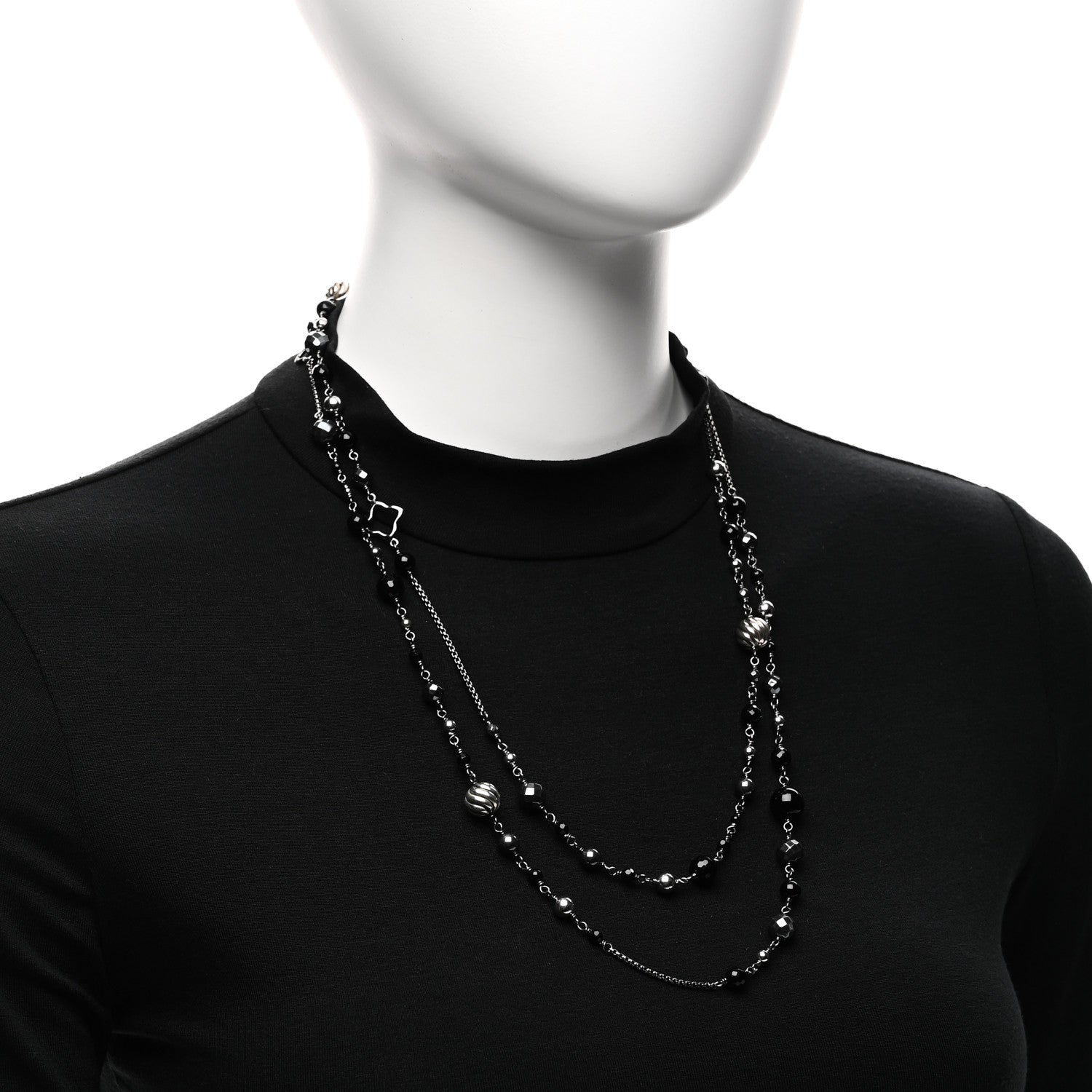 David Yurman Sterling Silver Black Onyx Hematine Elements Chain Necklace 2 of 4