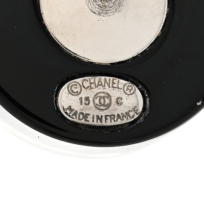 Chanel Crystal Pearl CC Round Earrings Black Silver 3 of 5