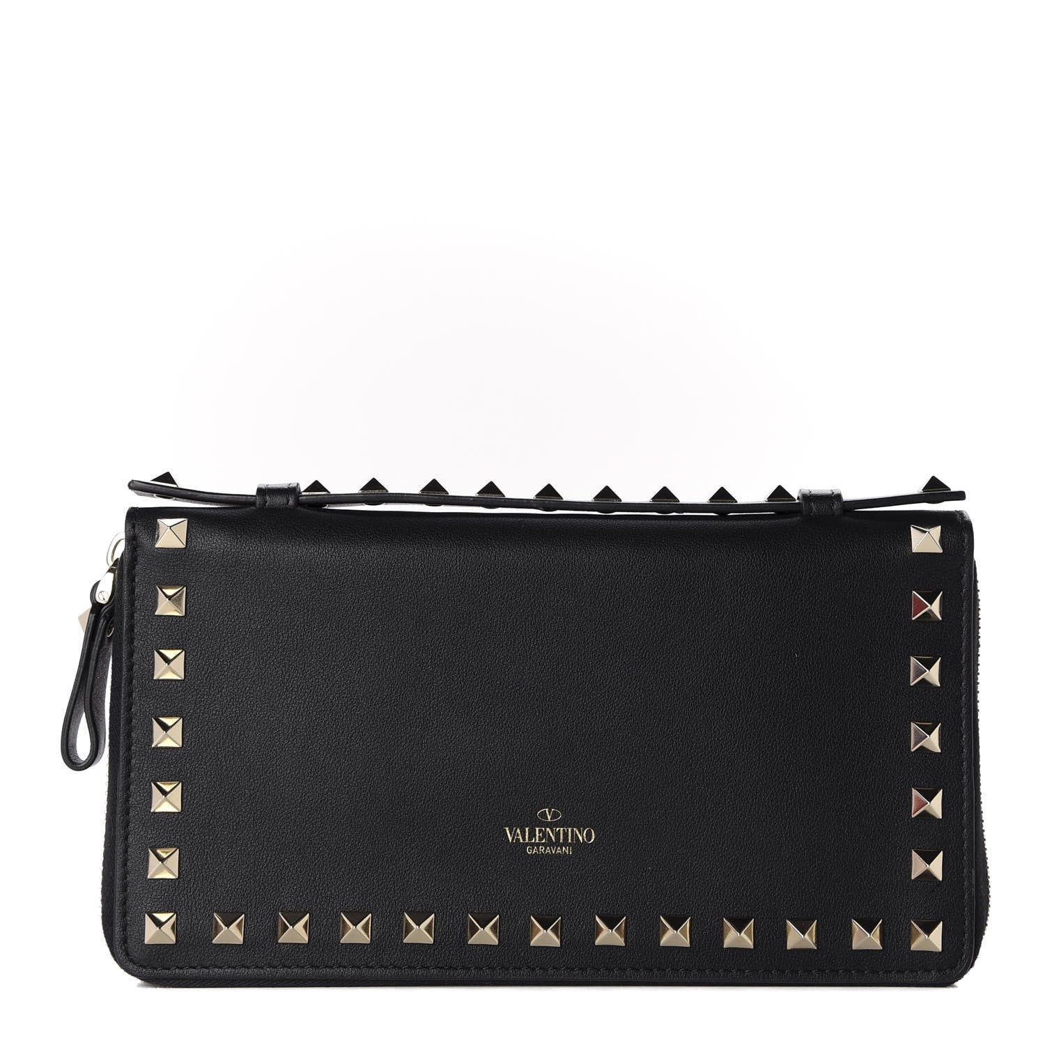 Valentino Garavani Calfskin Rockstud Travel Wallet Black 1 of 8