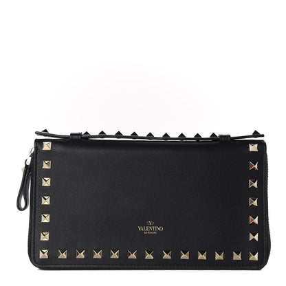 Valentino Garavani Calfskin Rockstud Travel Wallet Black 1 of 8