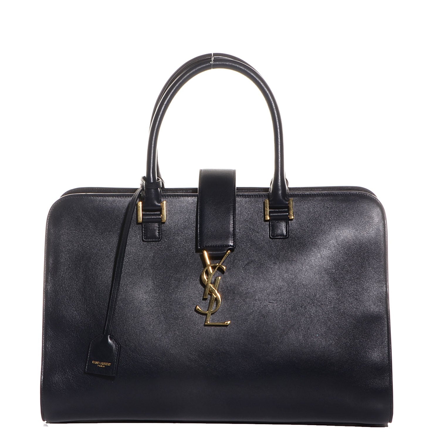 Saint Laurent Smooth Calfskin Medium Cabas Monogram Navy 1 of 7