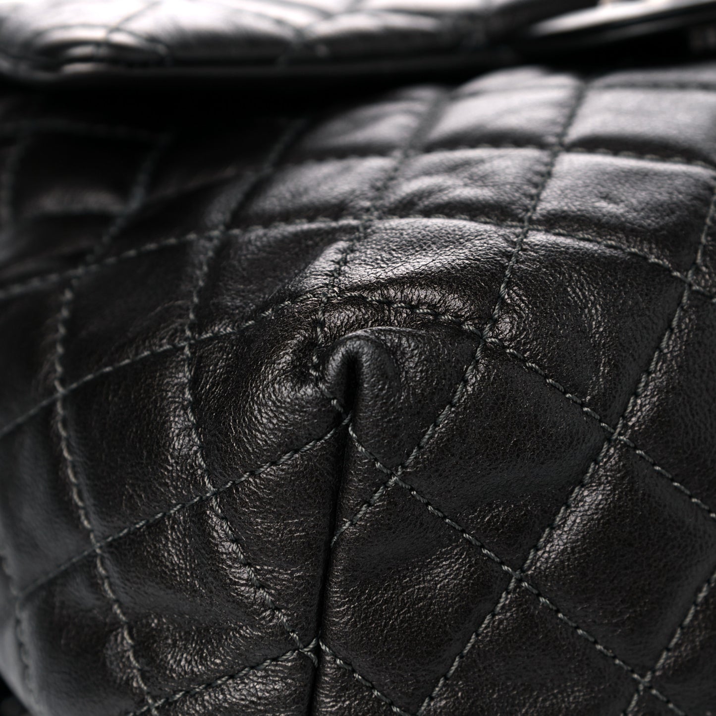 Metallic Lambskin Quilted Drawstring Backpack Dark Grey