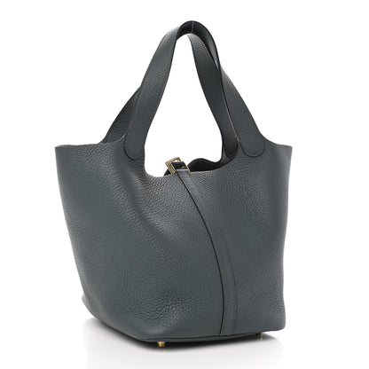 Hermes Taurillon Clemence Picotin Lock 22 MM Bleu Orage 3 of 8