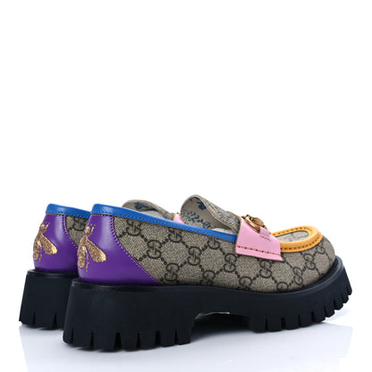 Gucci GG Supreme Monogram Cordovan Lux Womens Harald Horsebit 25mm Platform Loafers 36 Beige Sugar Pink Crop Shine Purple Marine 4 of 7