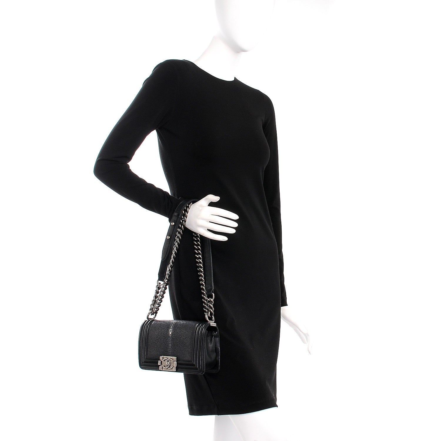 Chanel Galuchat Stingray Small Boy Flap Black 3 of 9
