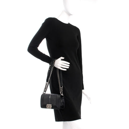 Chanel Galuchat Stingray Small Boy Flap Black 3 of 9