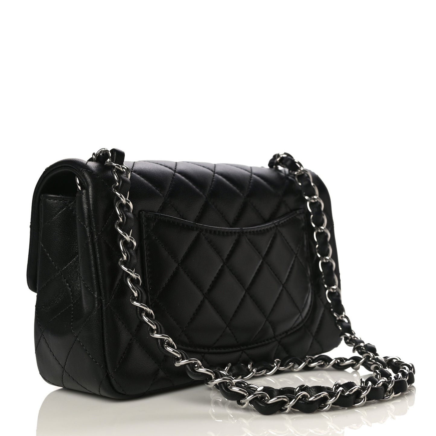 Lambskin Quilted Mini Rectangular Flap Black