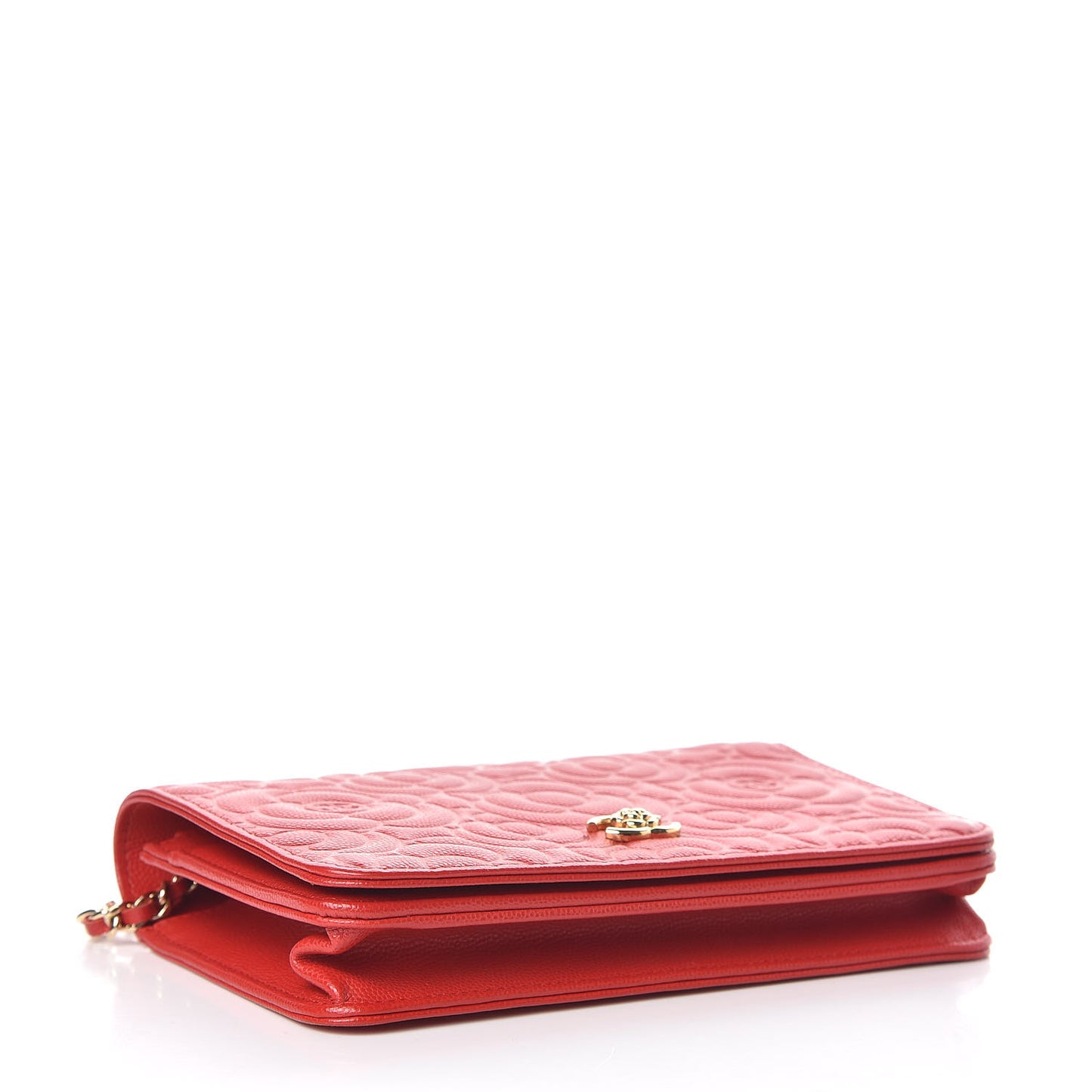 Caviar Camellia Embossed Wallet On Chain WOC Red