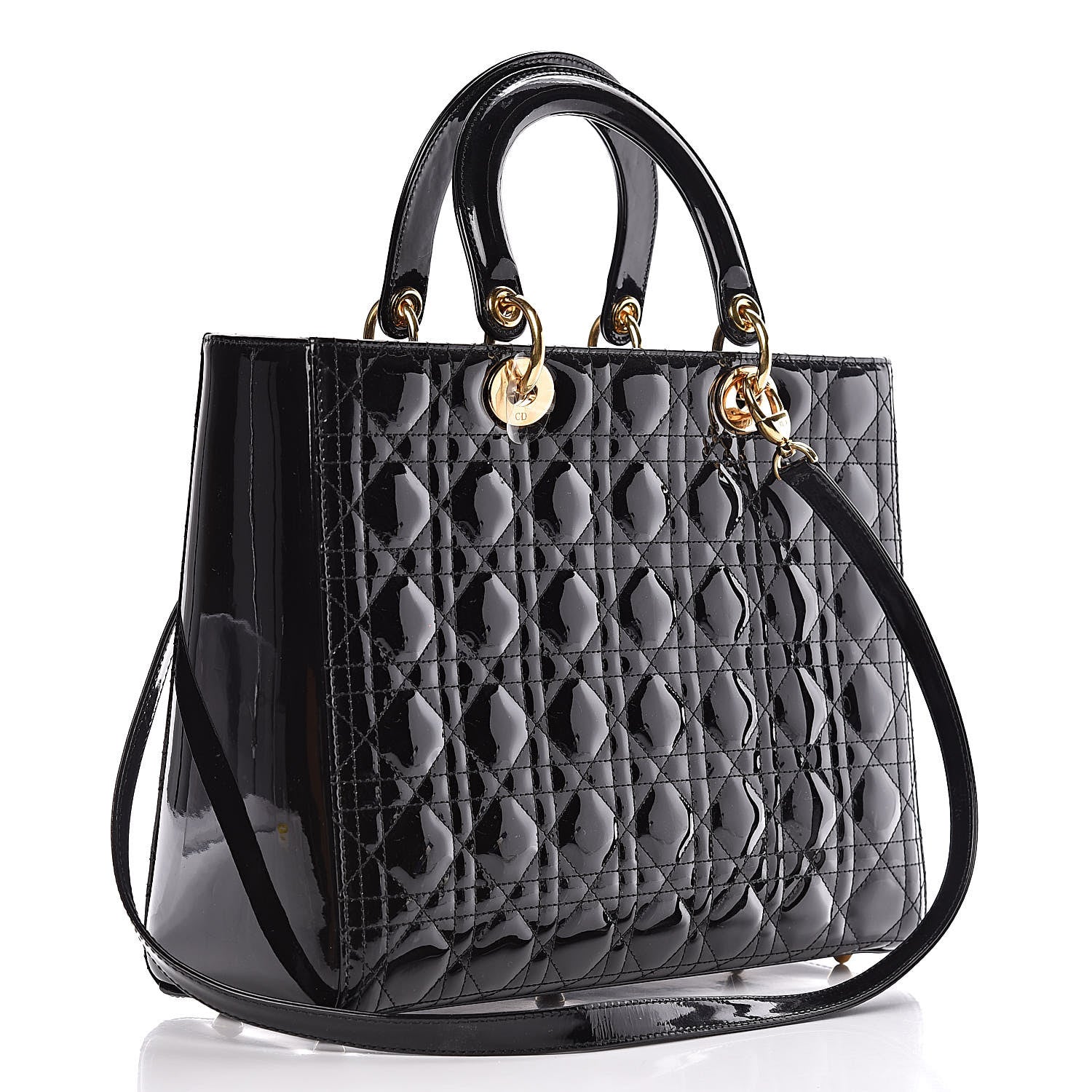 Christian Dior Patent Cannage Large Lady Dior Black 3 of 10