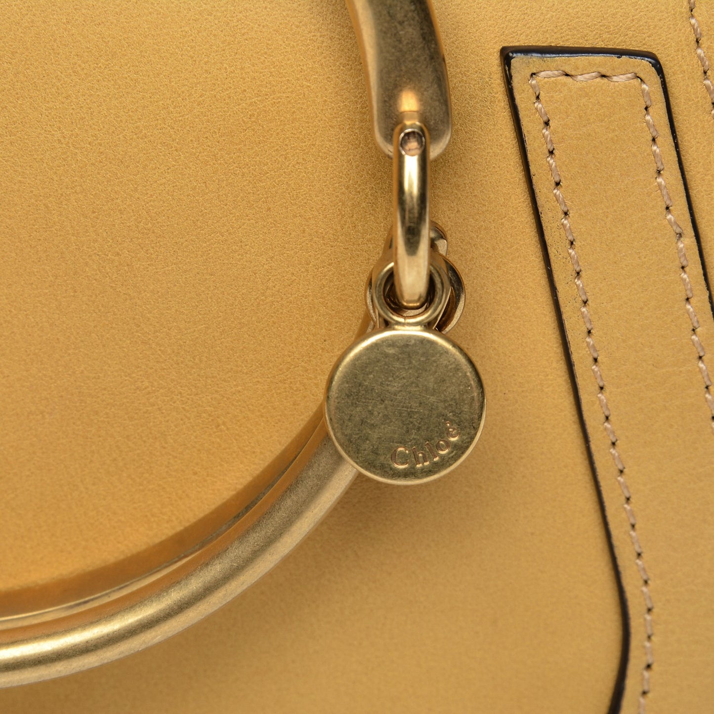 Calfskin Suede Small Nile Bracelet Bag Dusty Yellow