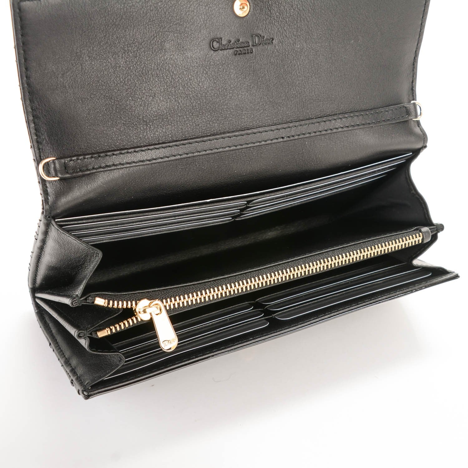 Christian Dior Patent Cannage Rendez-vous Chain Wallet Black 6 of 7