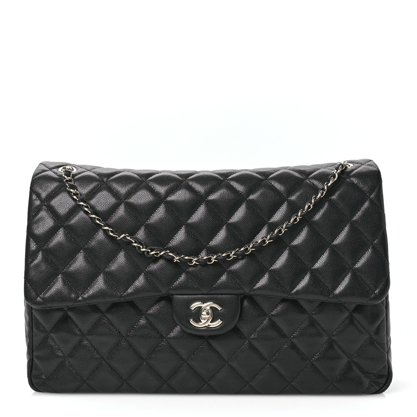 Caviar Quilted XXL Travel Flap Bag Black