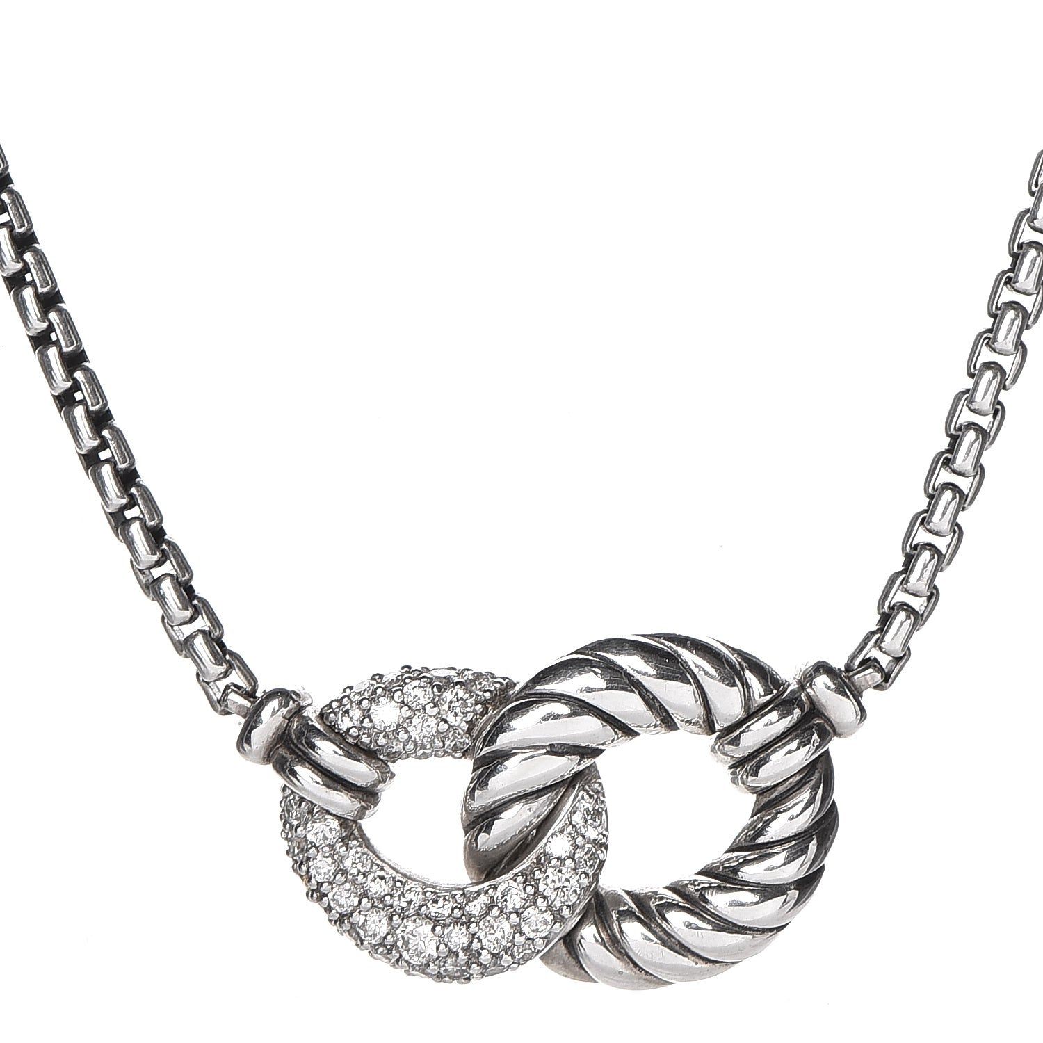 David Yurman Sterling Silver Diamond Belmont Pendant Necklace 3 of 7
