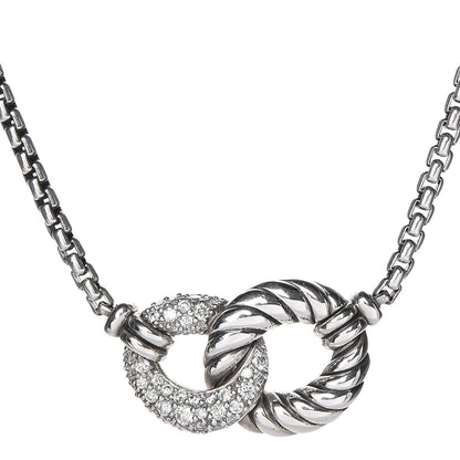 David Yurman Sterling Silver Diamond Belmont Pendant Necklace 3 of 7