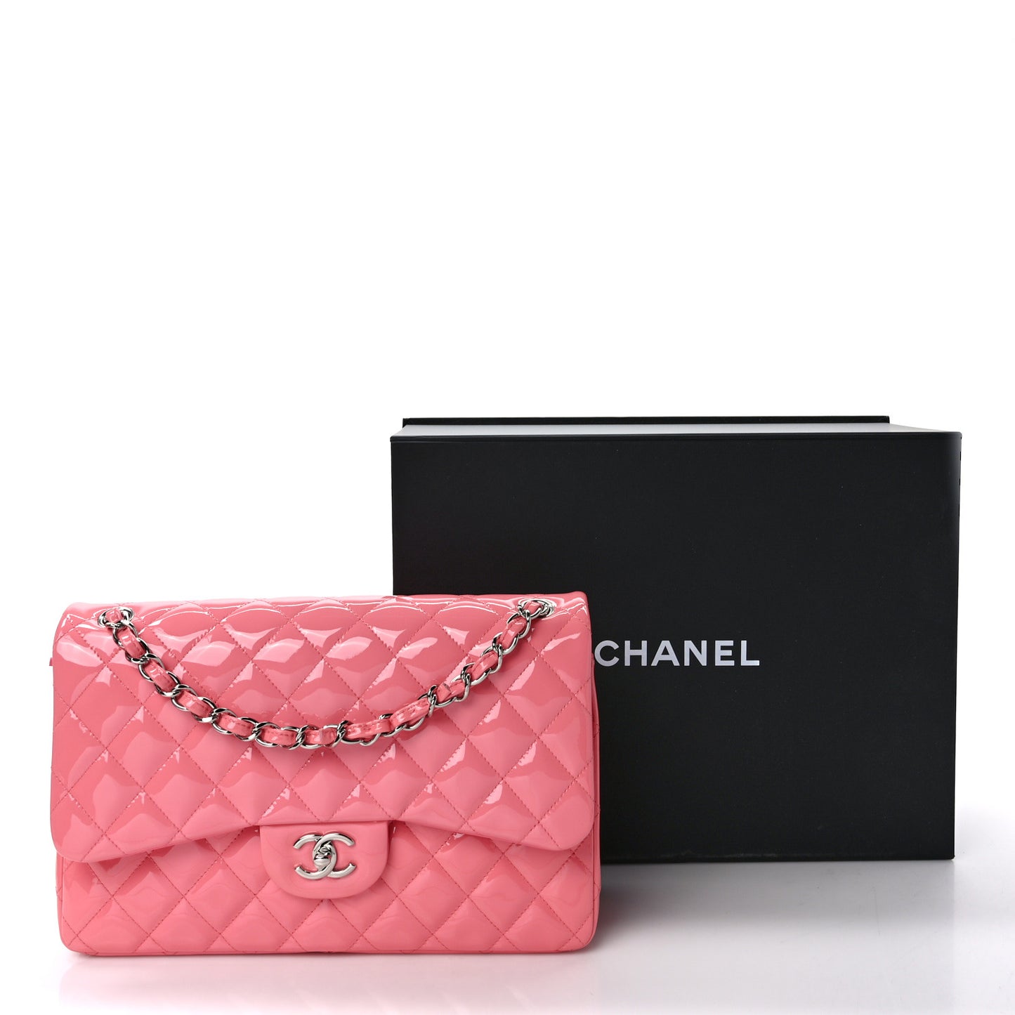 Patent Quilted Jumbo Double Flap Pink