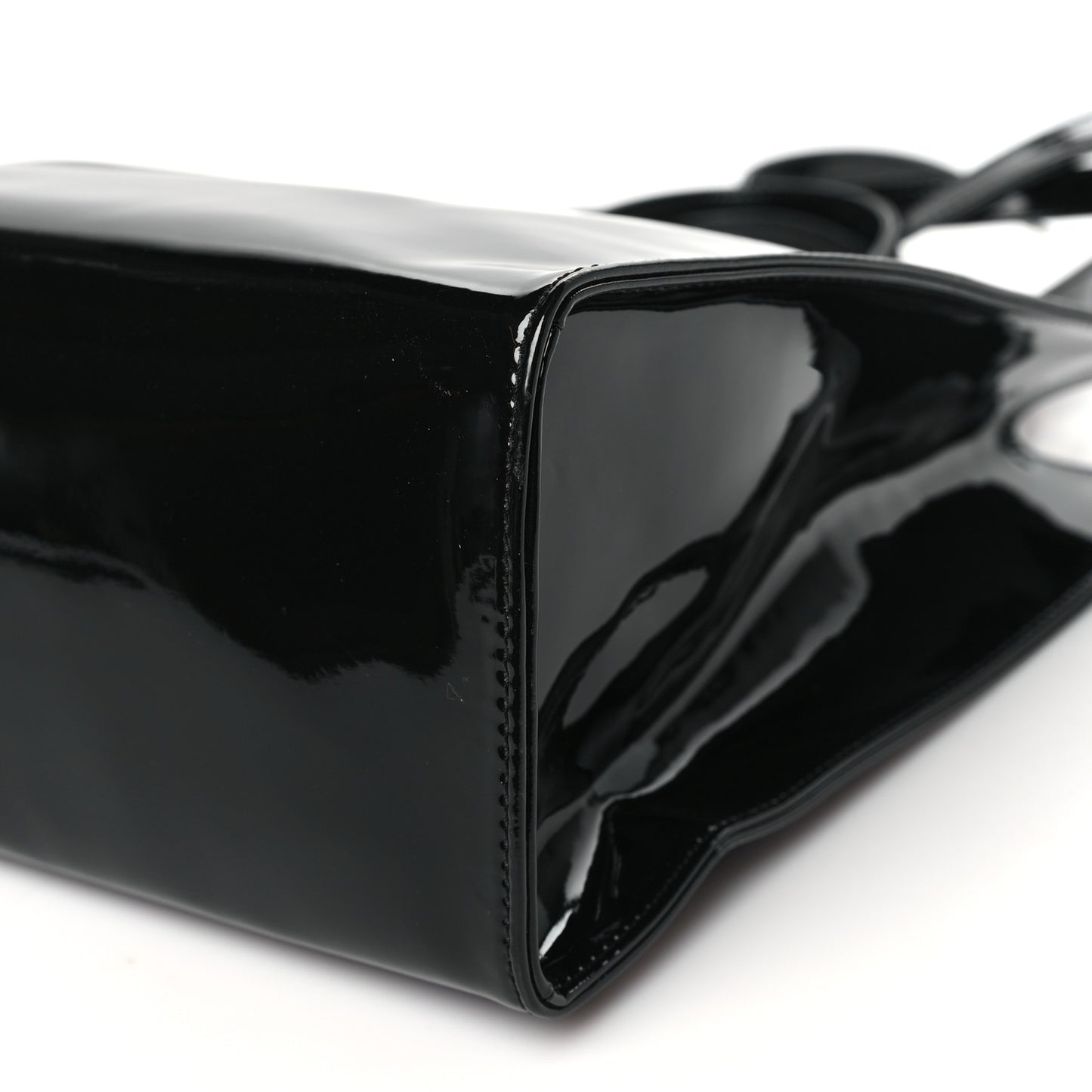 Patent Vegan Leather Medium Shopping Bag Black