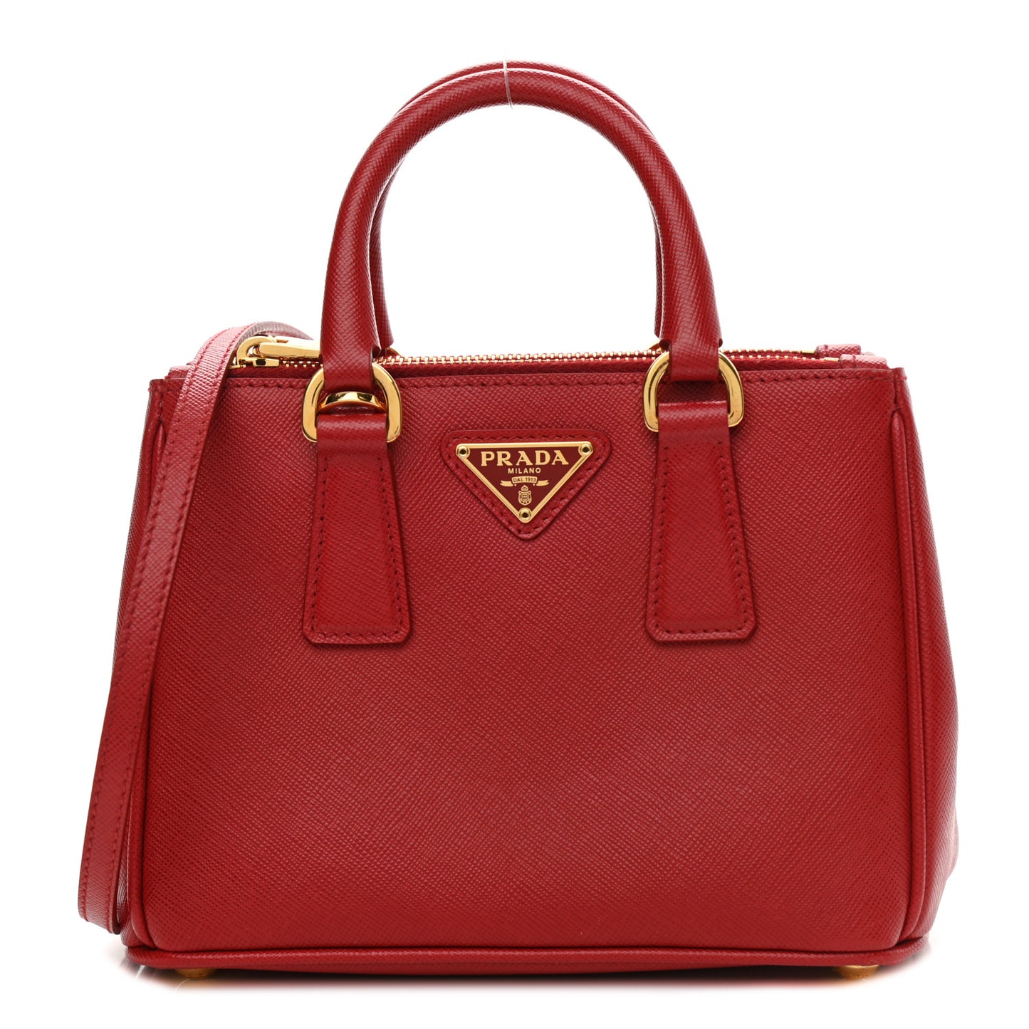 Saffiano Lux Micro Galleria Double Zip Tote Fuoco