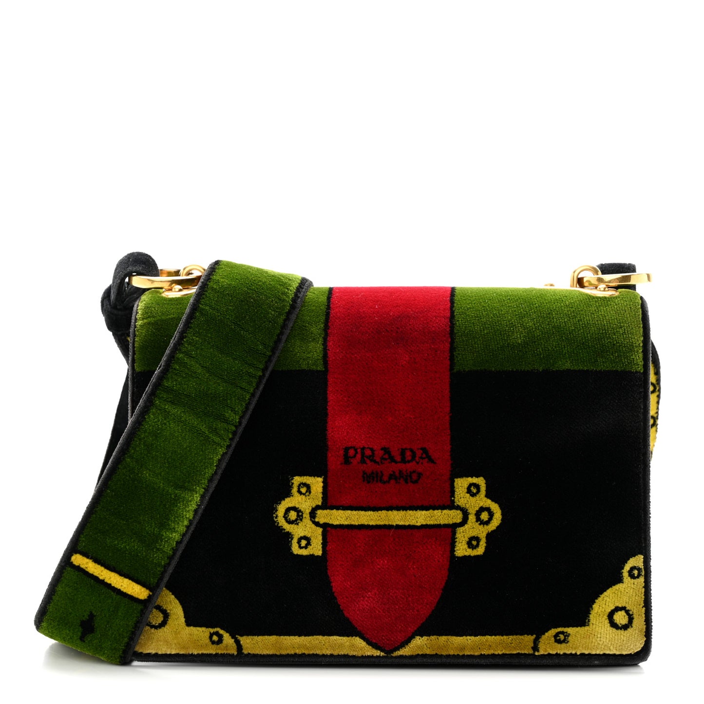 Velluto Ricamo Cahier Shoulder Bag Black