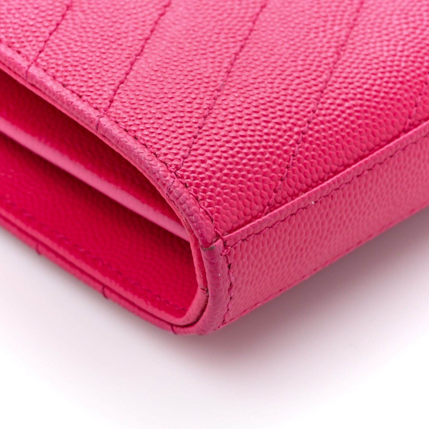 Grain De Poudre Matelasse Chevron Monogram Chain Wallet Hot Pink