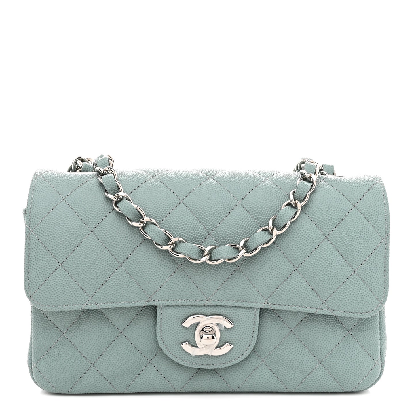 Caviar Quilted Mini Rectangular Flap Green