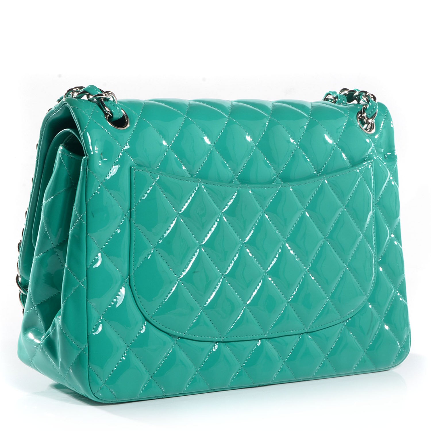 Chanel Patent Jumbo Double Flap Green 3 of 8