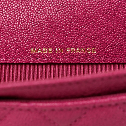 Chanel Caviar Quilted Boy Card Holder Wallet Fuchsia 7 of 9