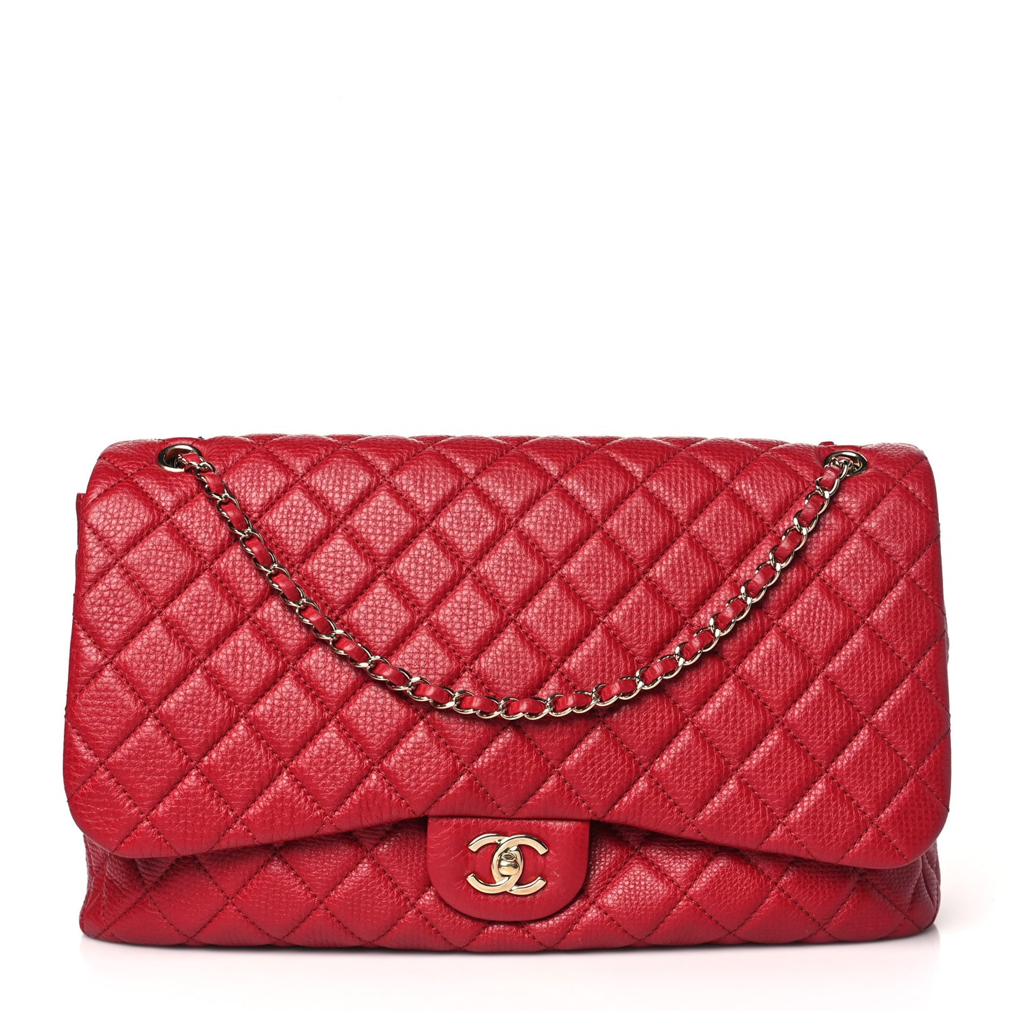 Calfskin Quilted Small XXL Travel Flap Bag Red