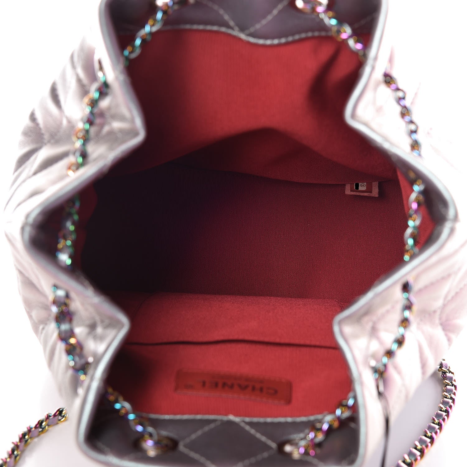 Chanel Iridescent Lambskin Calfskin Quilted Gabrielle Backpack Light Purple 5 of 10