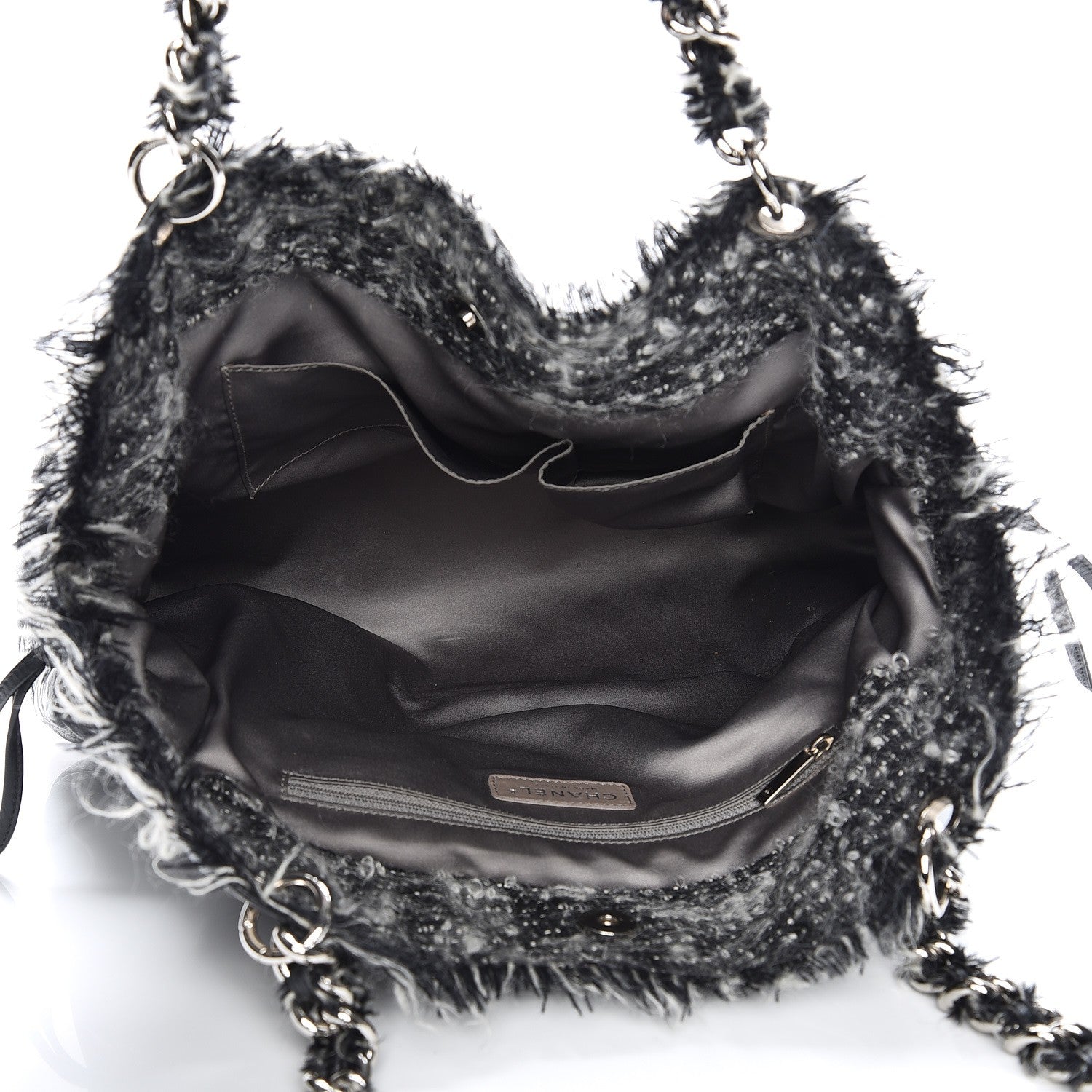 Chanel Tweed Lambskin Drawstring Tweedy Tote Black 5 of 7